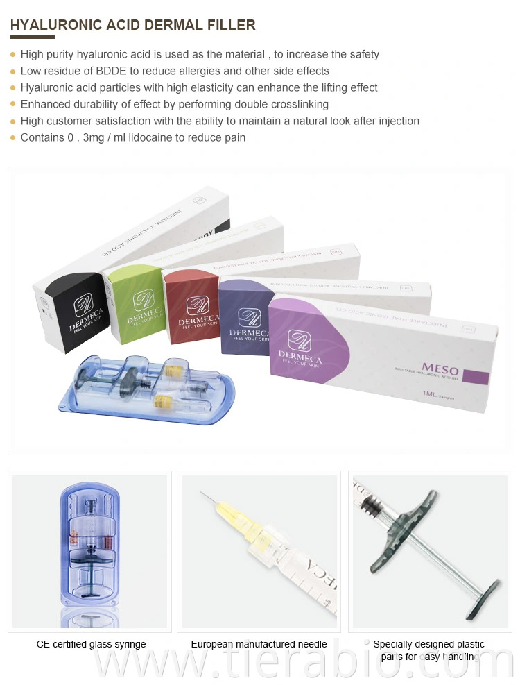 Dermeca CE Approval Cross Linked Ha Medium Particle Dermal Filler